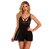 LORETTA Διάφανο σετ babydoll με δαντελένιο μπούστο με στραπς, σχίσιμο πίσω & ασορτί εσώρουχο