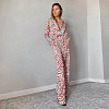 ELENA Σατέν υφής σετ loungewear με animal print σε κεραμιδί απόχρωση, φαρδιά παντελόνα & oversized πουκαμίσα