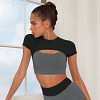 LORENA Αθλητικό διπλό κοντομάνικο κροπ μπουστάκι με μανικάκια και άνοιγμα στο μπούστο