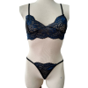 MONI Δαντελένιο διάφανο σετ εσωρούχων με φλοράλ μοτίβο και βαθύ μπούστο, ζαρτιέρες και στρινγκ