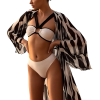 CABO Λευκό μαγιό  μπικίνι με επένδυση, χιαστί δέσιμο στο λαιμό & μαύρες λεπτομέρειες με ασορτί κιμονό