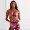 TROPICAL BLOOM μπικίνι με ψηλόμεσο κάτω μέρος και ασορτί καφτάνι με τροπικό σχέδιο