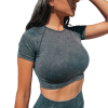 PAULINA Αθλητικό κοντομάνικο ελαστικό κροπ τοπ με στρογγυλή λαιμόκοψη