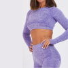 MADELINE Μακρυμάνικο αθλητικό κροπ τοπάκι σε απαλό μωβ χρώμα με τρυπητή λεπτομέρεια