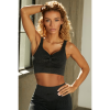 ELIZA Αθλητικό κοντομάνικο κροπ τοπ μπλουζάκι, πλέξη ριμπ, σούρες στο μπούστο & χοντρές τιράντες