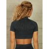 ELIZA Αθλητικό κροπ τοπ μπλουζάκι με ζιβάγκο και πλέξη ριμπ