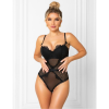 HILARY Κορμάκι με επένδυση, μπανέλα και μπραλέτ εφέ στο μπούστο με διχτυωτή δαντέλα στα πλάγια, φιογκάκι στις τιράντες & διαφάνεια