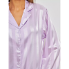 EMERY Σατέν υφής loungewear σετ με λιλά ριγέ σατενιζέ μοτίβο με oversized πουκαμίσα & παντελόνα