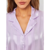 EMERY Σατέν υφής loungewear σετ με λιλά ριγέ σατενιζέ μοτίβο με oversized πουκαμίσα & παντελόνα