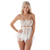 LOUISA Σετ διάφανο νυχτικό με κεντητή δαντέλα και στραπς στο στήθος, τούλι & στρίνγκ με στραπς