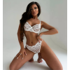 MELINA Σετ εσωρούχων απο δαντέλα με σουτιέν, μπανέλα και ασορτί μπραζίλ εσώρουχο
