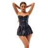 MELODY Σετ δερματίνη 3 τεμαχίων με κορσέ με φερμουάρ, φούστα και στρίνγκ