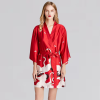 HARPER Σατέν υφής ρόμπα με τρουακάρ μανίκια, ζώνη & γιαπωνέζικες πολύχρωμες λεπτομέρειες