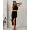 MIDNIGHT ELEGANCE Σετ πλεκτό τοπ και φούστα με ανοιγμα στο πλάι