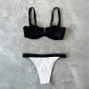 ΕCLAT Μπικίνι σετ με ντεκολτέ, μπανέλα, ψηλόμεσο κάτω μέρος σε ασπρόμαυρο σχέδιο