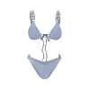 SHINY CHAIN Ασημί γαλάζιο λαμπερό μπικίνι με αλυσίδες