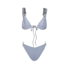 SHINY CHAIN Ασημί γαλάζιο λαμπερό μπικίνι με αλυσίδες