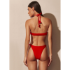 RED DESIREE Κόκκινο ολόσωμο μαγιό με λεπτομέρεια λουλουδιού, ψηλό κόψιμο και ασορτί παρεό
