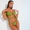 KORA Πράσινο μπικίνι μαγιό με τοπ που δένει χιαστί στο λαιμό, ασορτί κάτω μέρος & παρεό