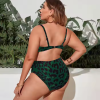 JUNGLE GLAM Plus Size Μπικίνι με πράσινο leopard με φιόγκο και ενίσχυση