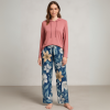 LILIA Σετ Πιτζάμας φαρδιάς γραμμής με Κουκούλα & Λουλουδάτο Παντελόνι