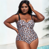 WILD CONFIDENCE Plus Size Ολόσωμο μαγιό με λεοπάρ σχέδιο και ρυθμιζόμενες τιράντες