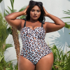 WILD CONFIDENCE Plus Size Ολόσωμο μαγιό με λεοπάρ σχέδιο και ρυθμιζόμενες τιράντες