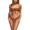 NAYA Μπικίνι δύο τεμαχίων με μπανέλα, κορδόνια, σουρίτσες και τοπ σε μπαντό γραμμή