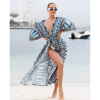AZURE VIBES Μακρύ κιμονό παραλίας σε γραμμικό σχέδιο