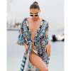 AZURE VIBES Μακρύ κιμονό παραλίας σε γραμμικό σχέδιο