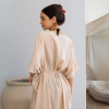 SERENITY Κομψό Καλοκαιρινό Κιμονό με φαρδιά γραμμή στο χρώμα της άμμου