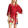 HARPER Σατέν υφής ρόμπα με τρουακάρ μανίκια, ζώνη & γιαπωνέζικες πολύχρωμες λεπτομέρειες