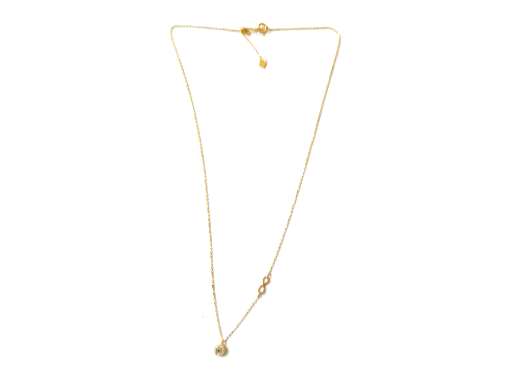 Γυναικείο κολιέ με ματάκι και το άπειρο σε χρυσό χρώμα Ασήμι 925