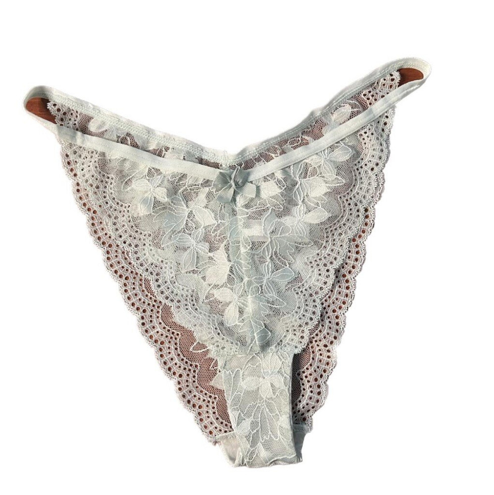 VIVI Δαντελένιο διάφανο βρακάκι με λουλουδάτες floral λεπτομέρειες & διακριτικό φιογκάκι