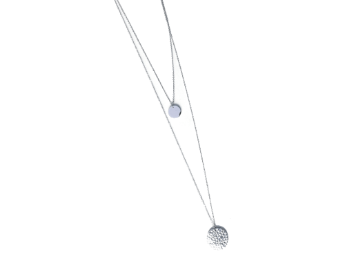 Διπλό Ασημί κολιέ, Layering κολιέ με 2 επίπεδα από ανοξείδωτο ατσάλι