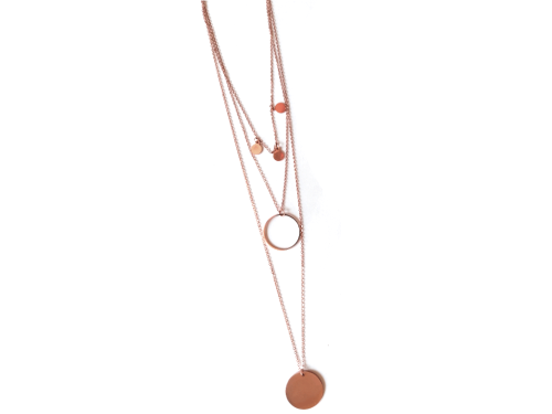 Τριπλό Rose Gold κολιέ, Layering κολιέ με 3 επίπεδα από ανοξείδωτο ατσάλι