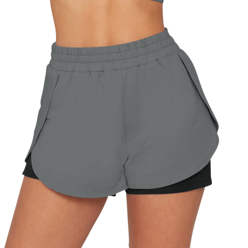 LORENA Αθλητικό διπλό σορτς με κρουαζιέ εφέ στα πλάγια και λάστιχο στη μέση