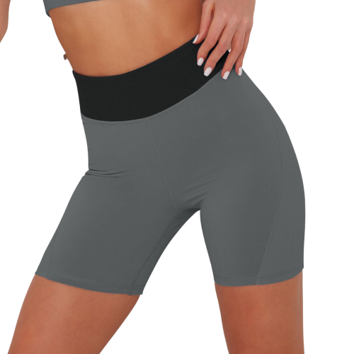 LORENA Αθλητικό σορτσάκι σε γκρι χρώμα με μαύρη παχιά λωρίδα στη μέση