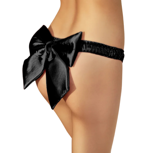 LOLI Βρακάκι με μεγάλο φιόγκο σατέν υφής και στρινγκ εφαρμογής στο πίσω μέρος με σούρες