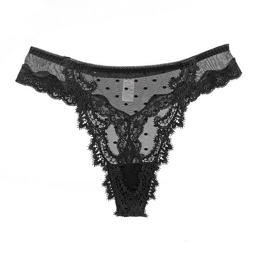 KATRINA Διάφανο πουά βρακάκι με δαντέλα στα πλάγια και στρινγκ εφαρμογή