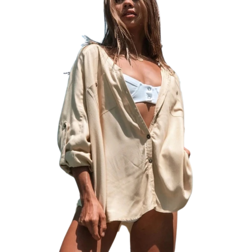 BREEZE Κομψό Υπερμεγέθες Πουκάμισο για την Παραλία για Γυναίκες