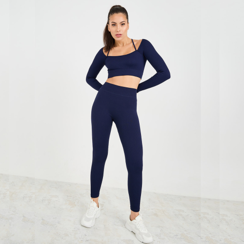 AMOUNA Αθλητικό ριμπ ψηλόμεσο κολάν με ελαστικότητα