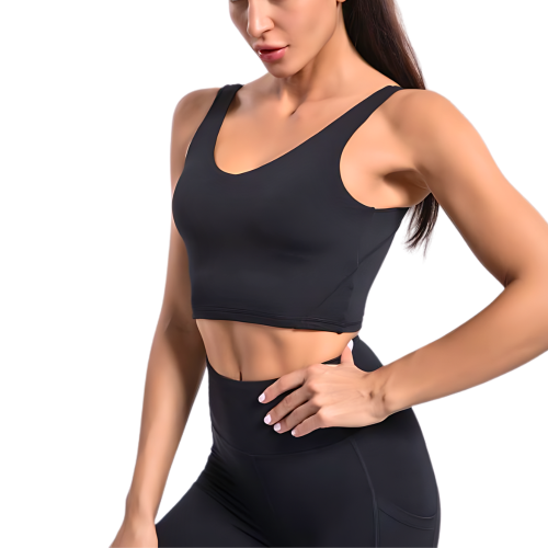 ZETTA Αθλητικό κροπ τοπ μπουστάκι με ελαστικότητα και στρογγυλό ανοιχτό λαιμό