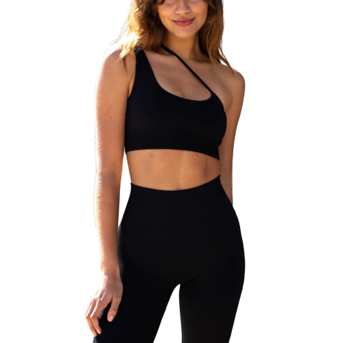 MATILDA Αθλητικό μπουστάκι κροπ με έναν ώμο και λοξή διπλή λεπτή τιράντα