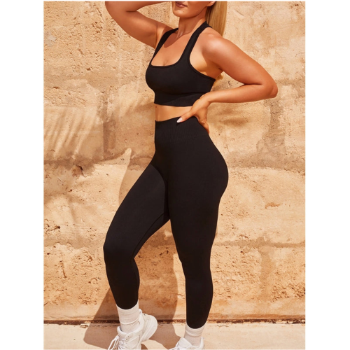 MELINDA Αθλητικό ψηλόμεσο κολάν σε μαύρο χρώμα