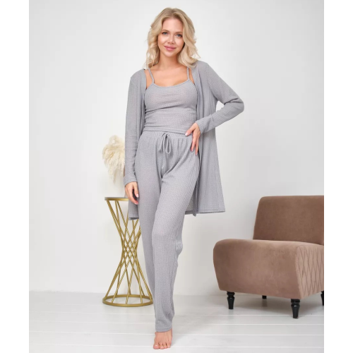 DAMA Σετ Πυτζάμας 3 τμχ με τιραντάκι & ρόμπα