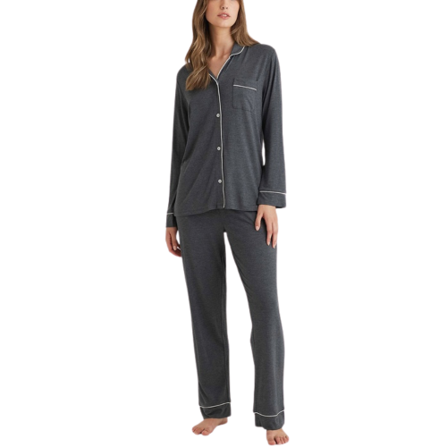 HELECTRA Μαλακό Μακρυμάνικο Σετ Πυτζάμας με κουμπιά