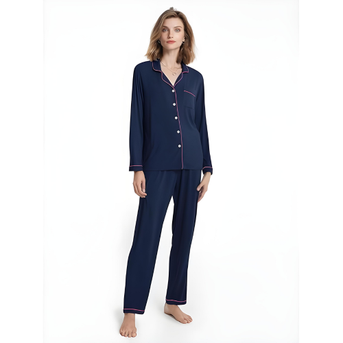 MARINA Σετ Πυτζάμας Απο Βισκόζη– Κομψότητα και Άνεση για Γυναίκες σε μπλέ χρώμα