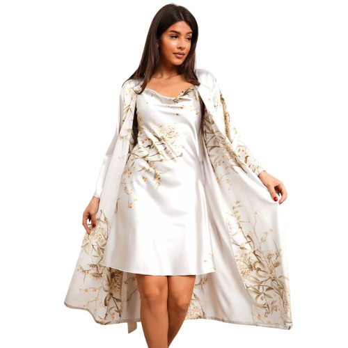 BARBIE Σατέν ντραπέ νυχτικό με λουλουδάτo μοτίβο