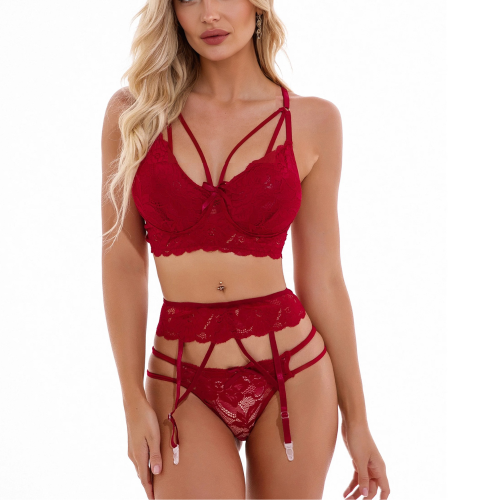 KATE Γυναικείο σετ εσωρούχων με μπραλέτ, στραπς, ζαρτιέρες και ασορτί στρίγνκ
